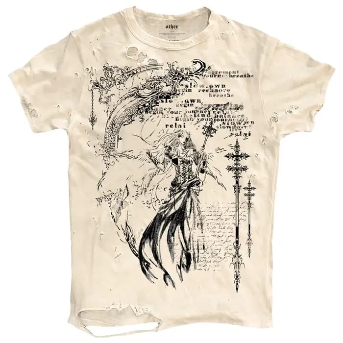 T-shirts graphiques déchirés hommes T-shirt Vintage été décontracté