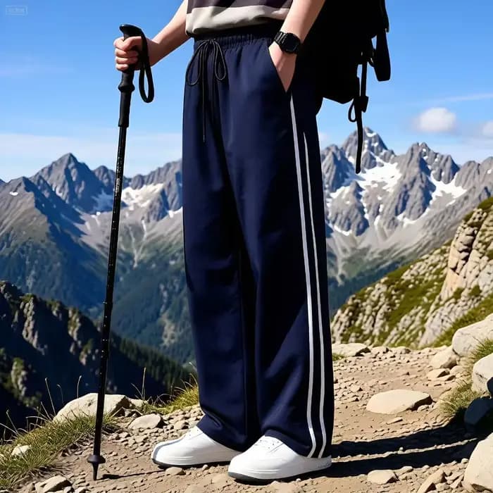 Pantalon de sport décontracté à jambe droite en tissu nylon rayé double face 2026 – Confortable et long