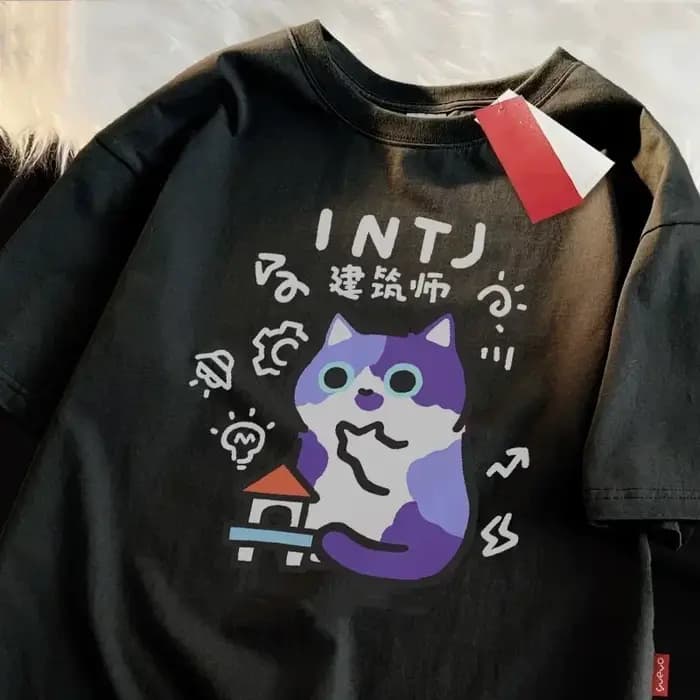 MBTI été et printemps femmes T-Shirts à manches courtes amusant chat T-Shirt respirant doux mode dessus frais rue