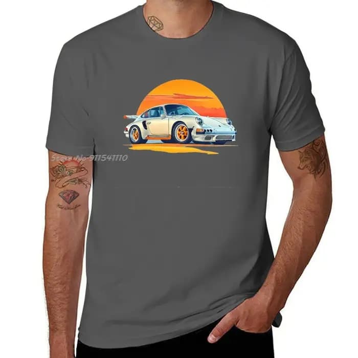 Blanc Porshe coton T-shirt vierges garçons imprimé Animal été unisexe hauts t-shirts Streetwear mode vêtements pour