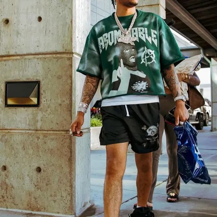 2025 été américain High Street rétro gravé imprimé coton à manches courtes T-shirt hommes gothique Harajuku mode Top