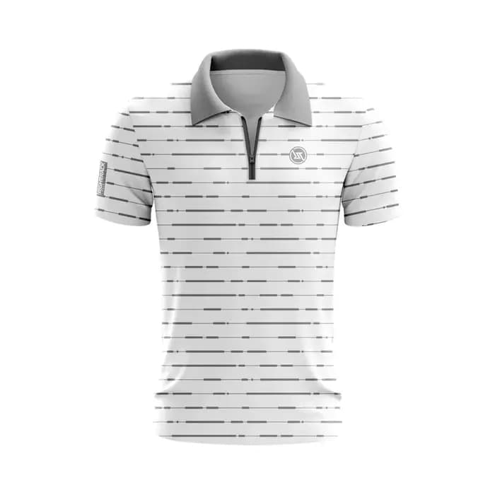 Polo zippé pour homme, revers imprimé décontracté