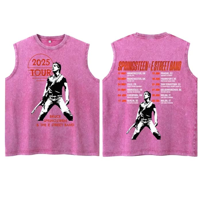 Bruce Springsteen et E Street 2025 Tour gilet délavé T-Shirt homme femme haut cadeau