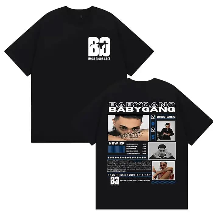 Rappeur bébé Gang Tour 2025 Merch t-shirts hommes Style rétro gothique à manches courtes T-shirt Hip Hop vêtements