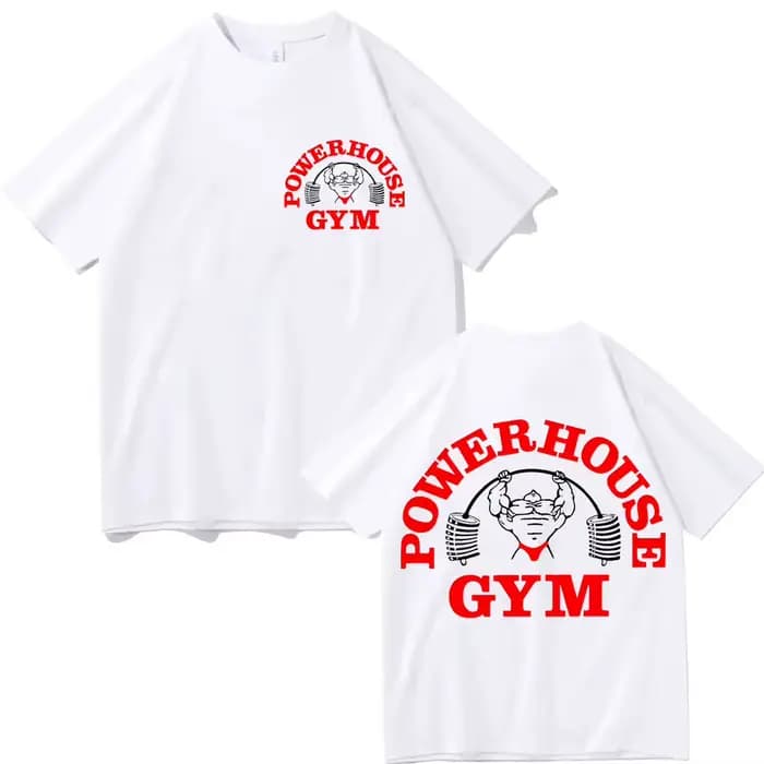 Powerhouse Gym Double face impression T-shirt haute rue mode tendance à manches courtes T-shirts hommes femmes