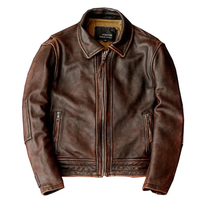 Veste en cuir à queue d'hirondelle pour hommes