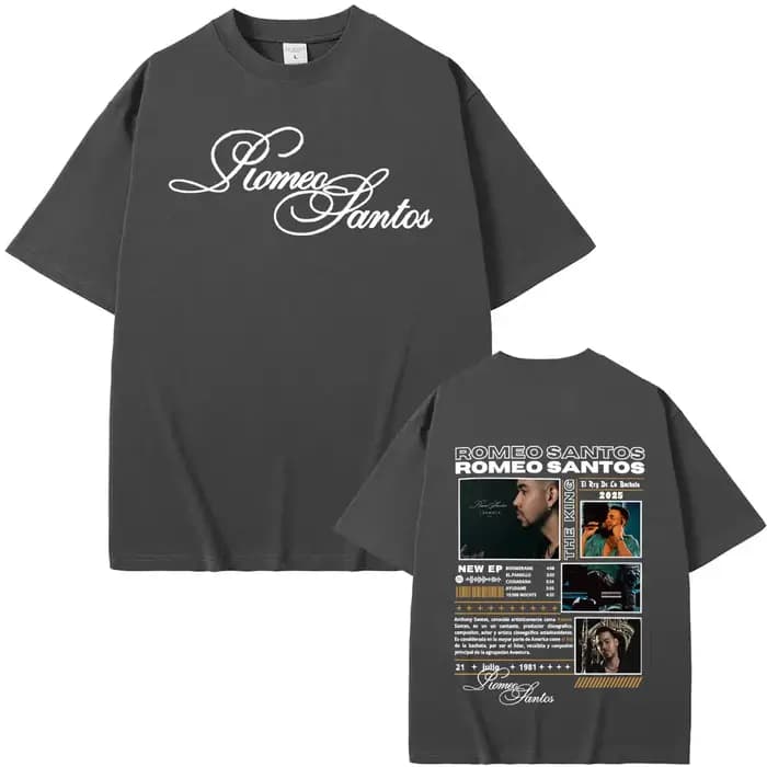 Rappeur Romeo Santos le roi Tormula Tour 2025 T-shirts graphiques hommes gothique mode Hip Hop t-shirt surdimensionné