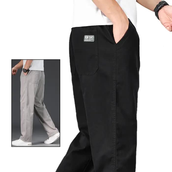 Grande taille hommes pantalons décontractés coupe décontractée coton pantalon
