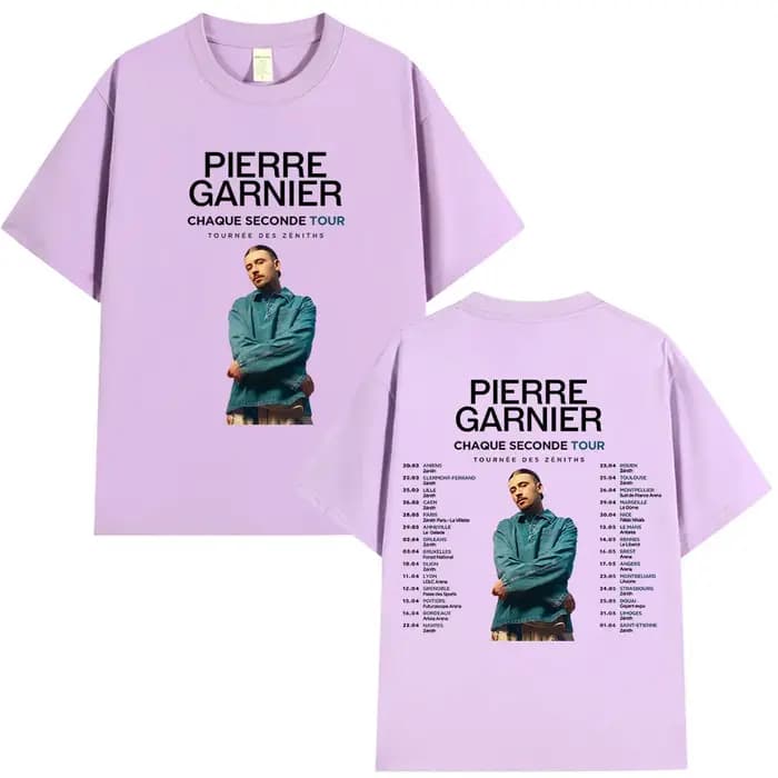 Pierre Garnier Chaque Seconde 2025 Tour Merch T-shirts Hip Hop mode Vintage T-shirt hommes à manches courtes coton