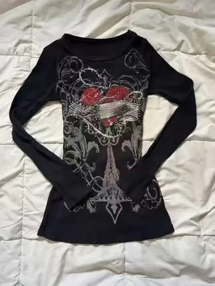T-shirt vintage punk hip-hop pour femme