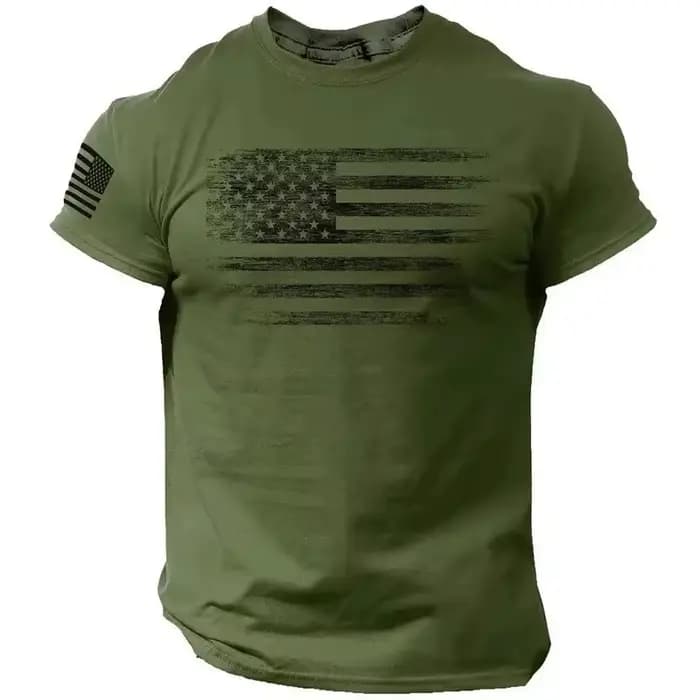 T-shirt unisexe d'été à col rond, motif drapeau américain, style streetwear patriotique pour homme e
