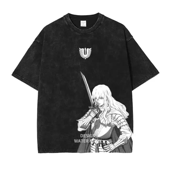 Berserks Mnaga T-shirts Guts Griffith graphique T-Shirt Vintage lavé surdimensionné