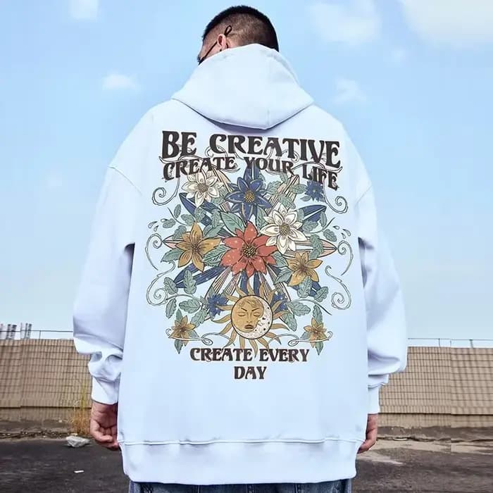 M-8XL sweat à capuche surdimensionné hommes américain soleil lune fleur imprimé sweat à capuche surd