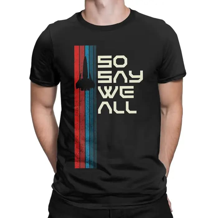 T-shirts rétro incroyables Viper So Say We All Battlestar Galactica pour hommes