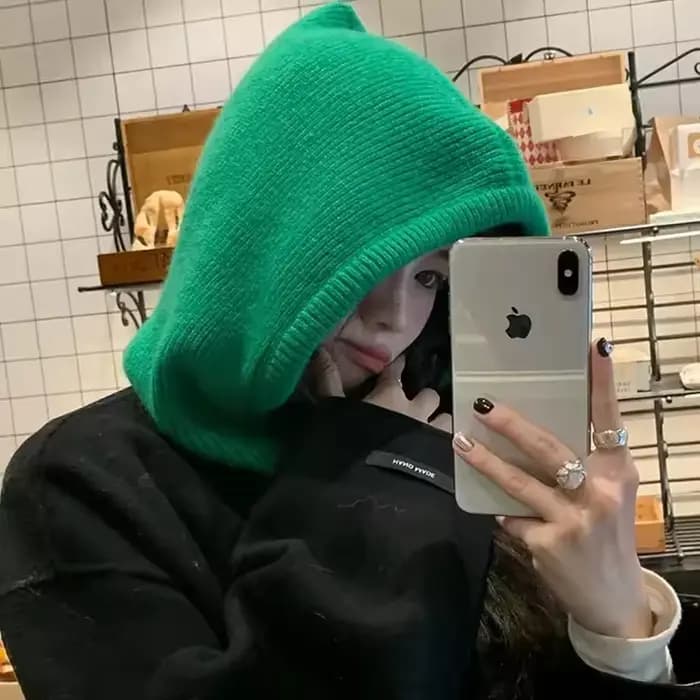 Casquettes à capuche tricotées hiver cagoule chapeaux femmes en plein air plus chaud cordon