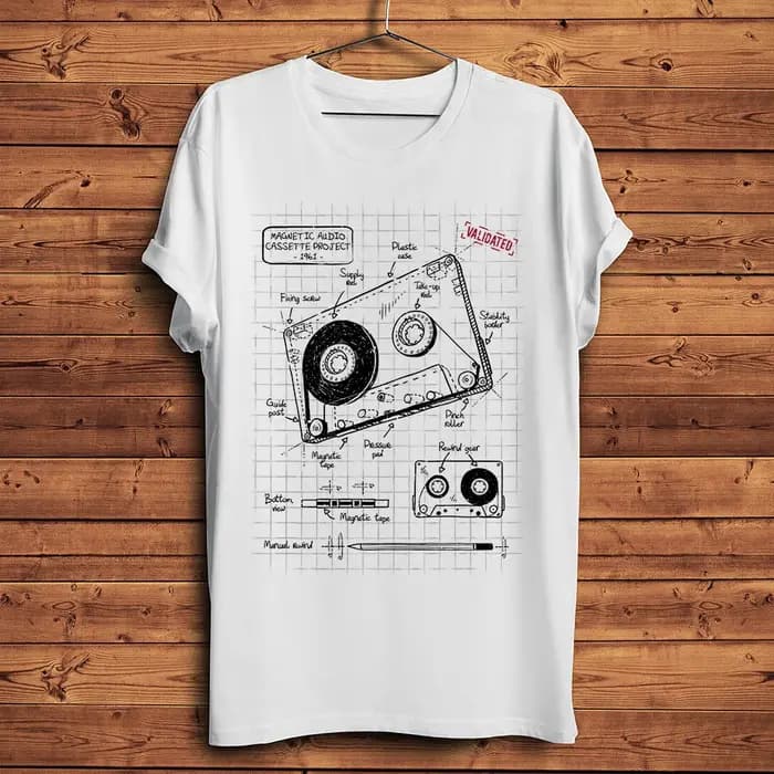 T-shirt vintage années 80 avec motif cassette audio, drôle, pour homme, à manches courtes, décontrac
