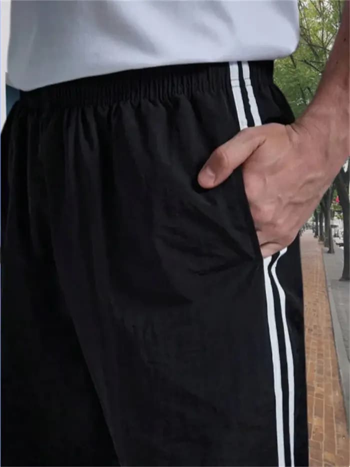 Pantalon de sport décontracté à jambe droite en tissu nylon rayé double face 2026 – Confortable et long