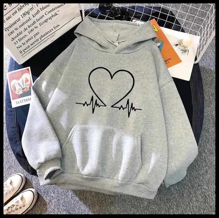 Sweat à capuche imprimé coeur d'amour pour femme toutes saisons quotidien décontracté sport