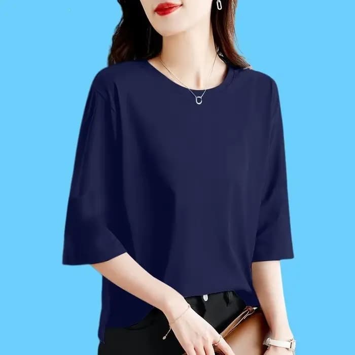 T-shirt à manches 7-quarts en pur coton pour femmes