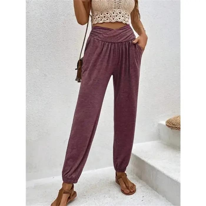 Nouveau Vêtements européens américains pantalons de maison avec tempérament décontracté poches amples taille haute Leggings pantalon pour les femmes