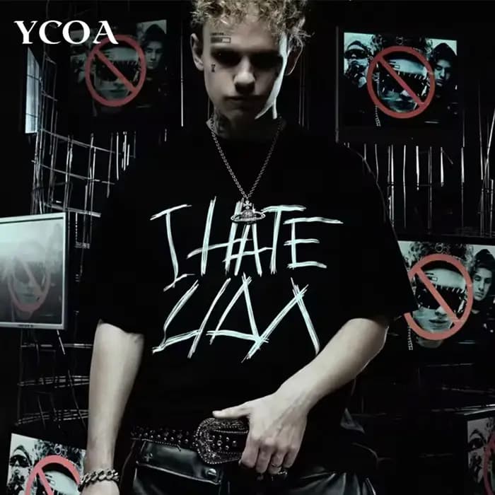 T-Shirt homme I HATE LIDA lettre Y2k Streetwear coton mode surdimensionné Vintage Hip Hop manches courtes hauts t-shirts vêtements gothiques