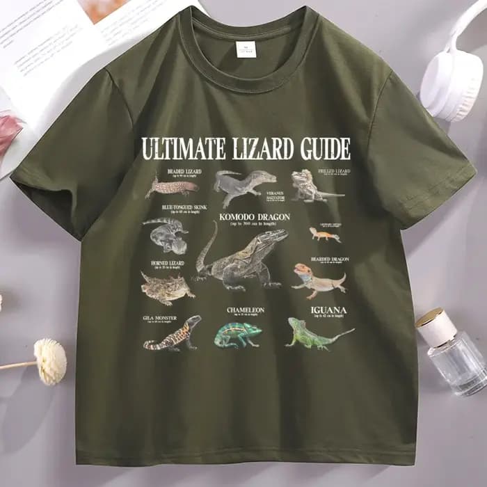 T-shirt Lizard Guide, t-shirt drôle et éducatif avec image de lézard