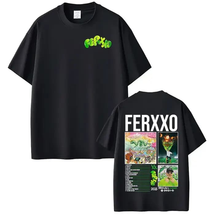 Rappeur Feid Ferxxo Tour 2025 T-shirt hommes femmes vêtements mode Hip Hop T-shirts coton décontracté surdimensionné à