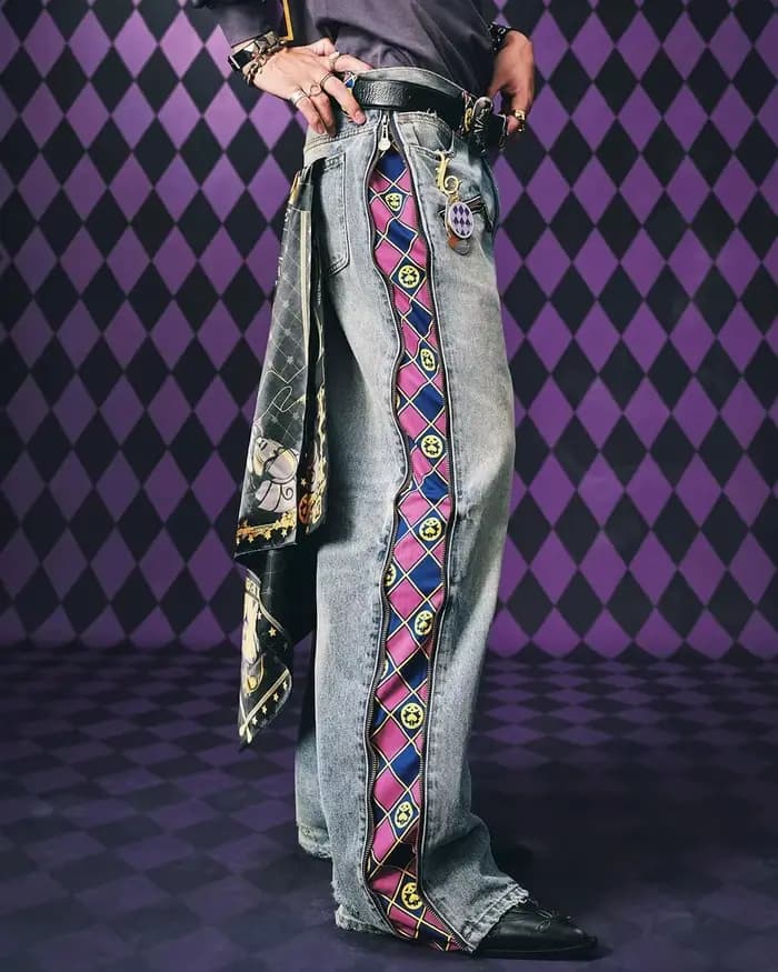 Jean en denim JoJo Anime à panneaux amovibles pour hommes et femmes