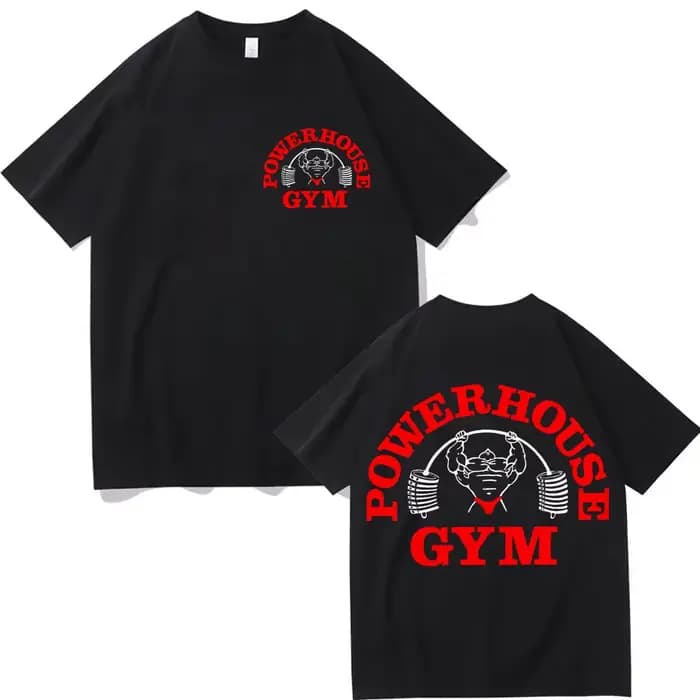 Powerhouse Gym Double face impression T-shirt haute rue mode tendance à manches courtes T-shirts hommes femmes