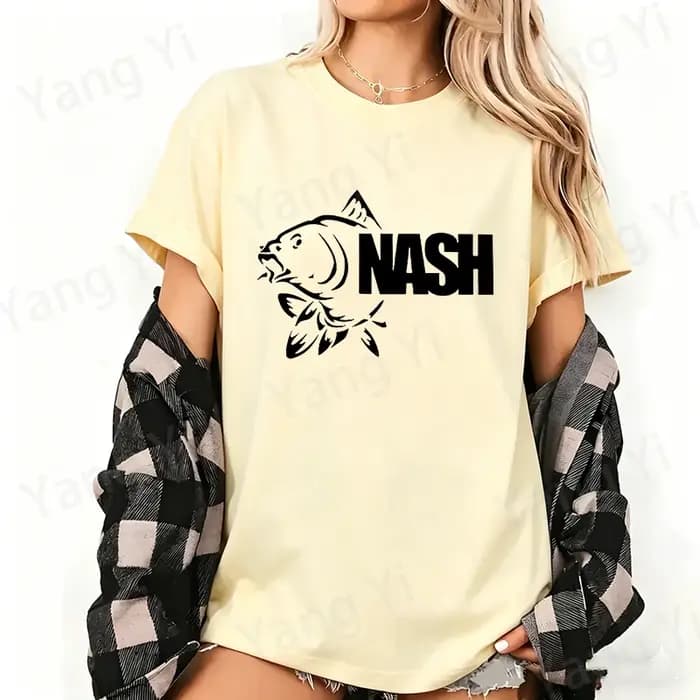 T-shirt unisexe décontracté à col rond en coton imprimé silhouette carpe