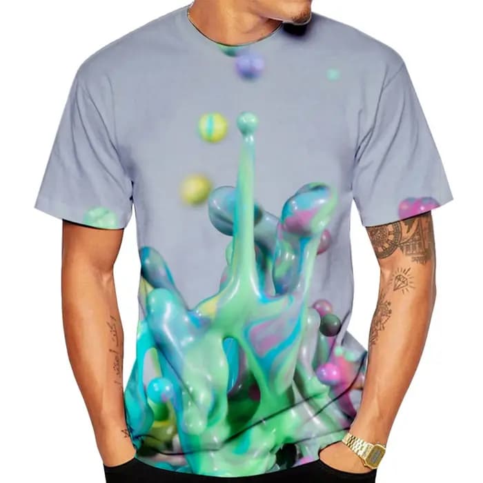 Peinture éclaboussures Tie Dye T-shirt impression 3D hommes femme surdimensionné Hipster arc-en-ciel Graffiti t-shirts