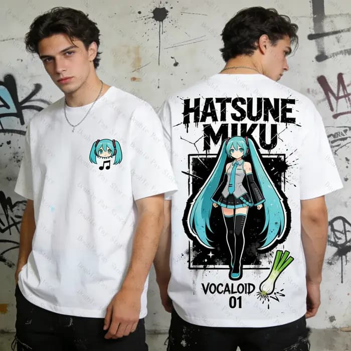 T-shirt surdimensionné Miku pour hommes et femmes, Anime Vocaloid 01, Streetwear Harajuku, hauts à m