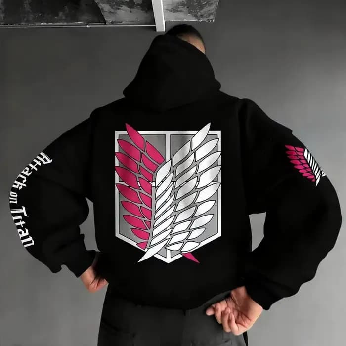  Attaque sur Titan Anime sweat à capuche hommes femmes surdimensionné ailes Logo Streetwear décontracté Cosplay mode