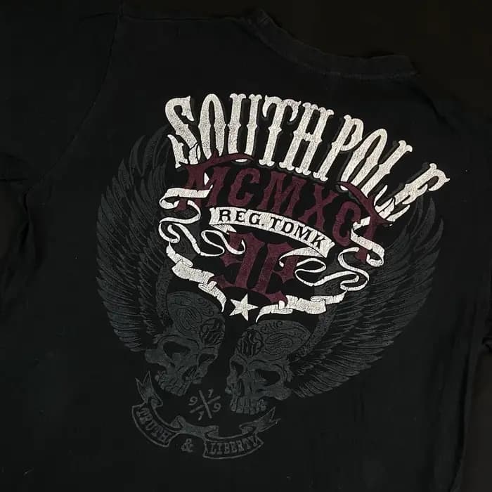 Street Style Southpole Hommes Gothique Foncé Thème Vintage Grunge Mode Manches Courtes Surdimensionné Imprimé Confort