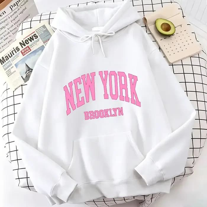 Nouveau Sweat à Capuche Décontracté Tendance avec Imprimé Lettres New York Brook – Collection Printemps Homme Femme