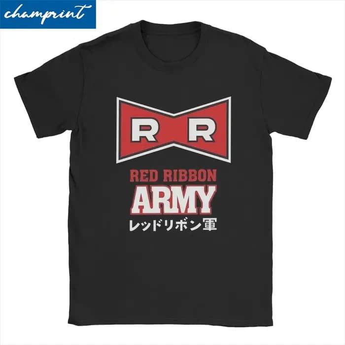 Logo Anime t-shirt pour hommes femmes coton nouveauté T-Shirts col rond ruban rouge armée