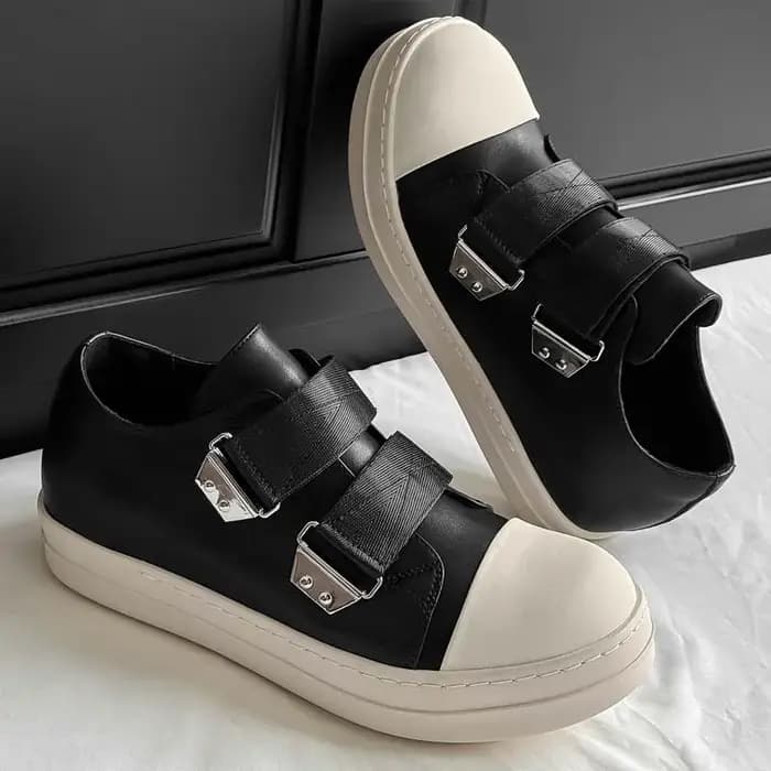 Baskets plateforme en cuir noir pour hommes et femmes