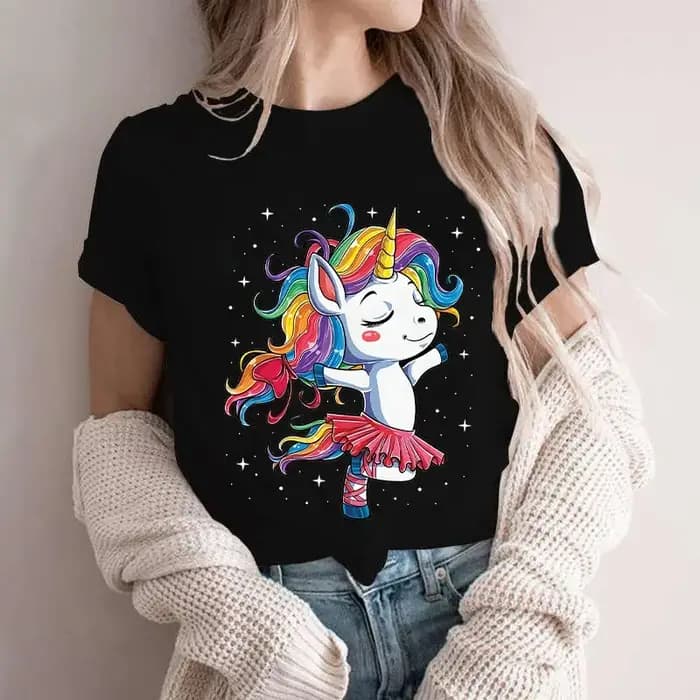 Licorne Ballet t-shirt femmes danse concepteur haut animé fille graphique t-shirts