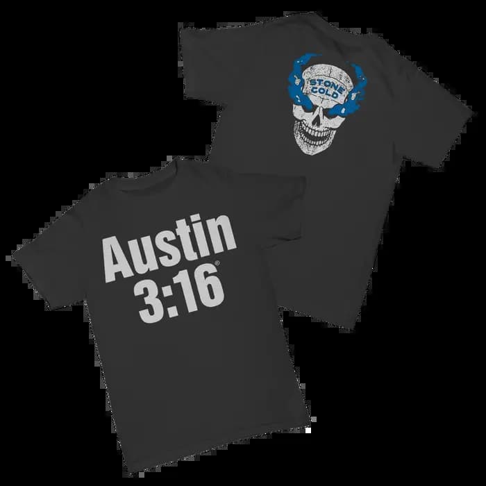 Austin 3:16 Stone Cold Skull T-Shirt pour hommes, imprimé graphique rétro de lutte, décontracté, à m