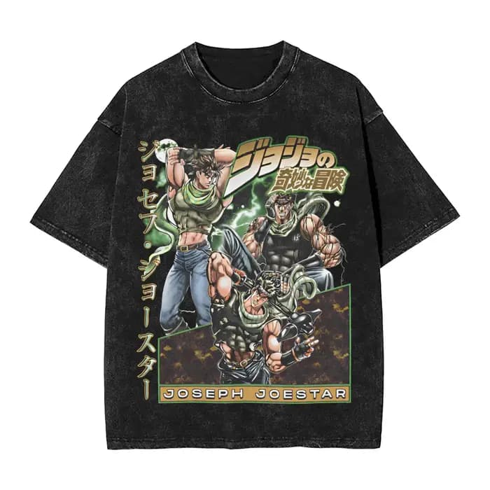 Anime JoJo's Bizarre Adventure Johnny Joestar graphique T-shirt hommes lavé coton t-shirts Vintage Manga