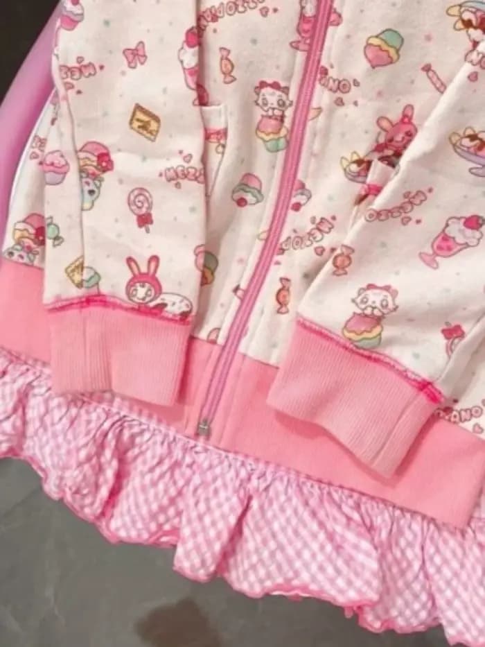 Japonais Kawaii mignon dessin animé imprimé sweats à capuche femmes décontracté Grunge Lolita