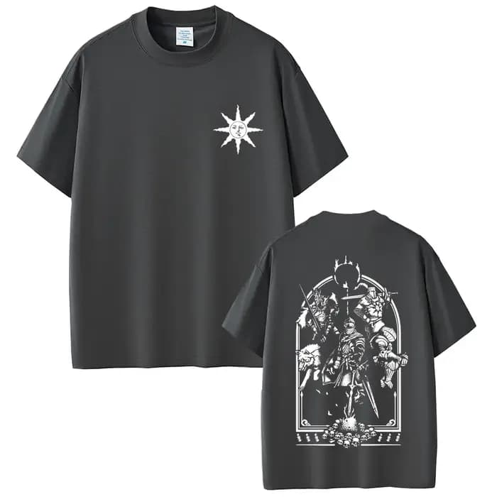 Jeu âmes sombres éloge du soleil T-shirt graphique hommes femmes Vintage gothique Rock T-shirts