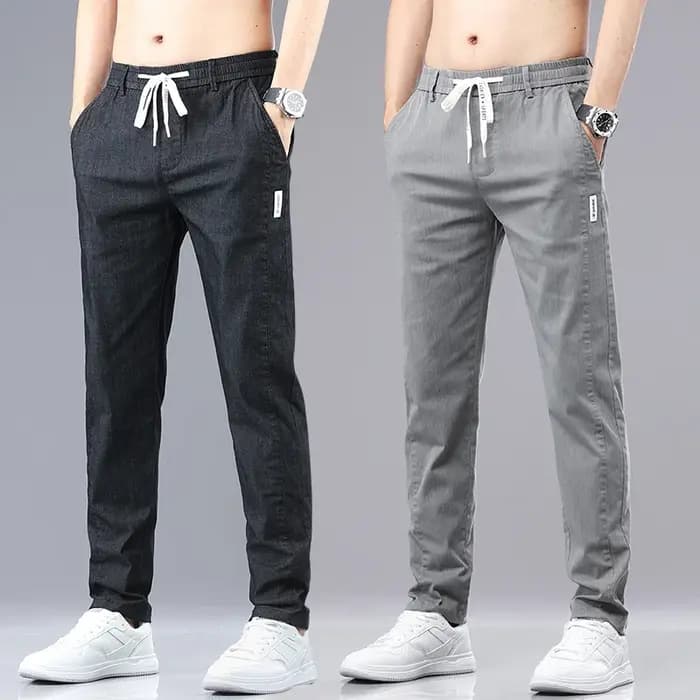 6 couleurs été hommes classique coton couleur unie mode affaires pantalons décontractés taille élastique