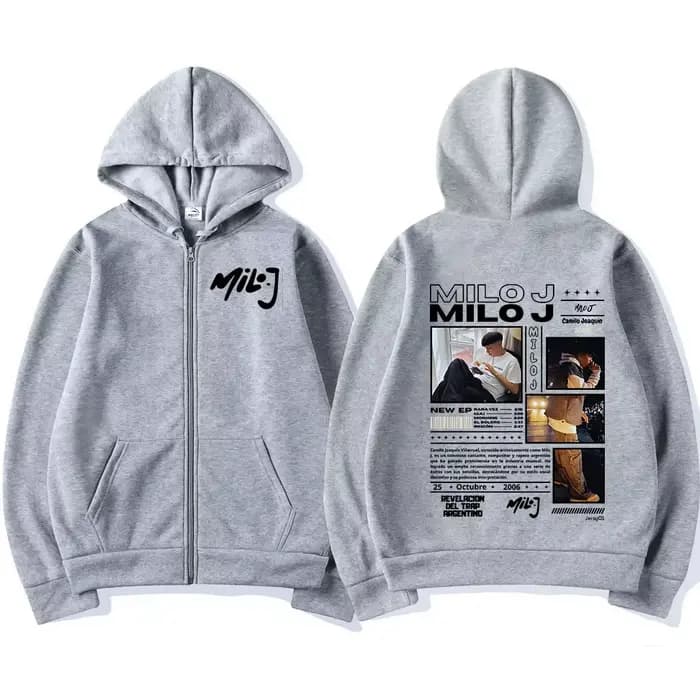 Rappeur Milo J 111 Album Merch sweat à capuche zippé hommes femmes vêtements Vintage Hip Hop fermeture éclair sweats