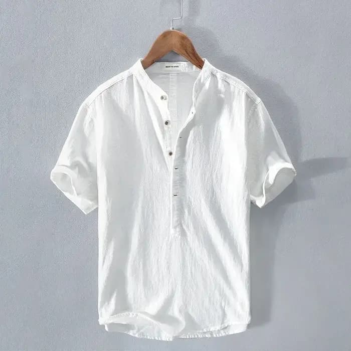 Nouvelles chemises en coton et lin pour hommes, chemises décontractées légères à manches courtes, ch
