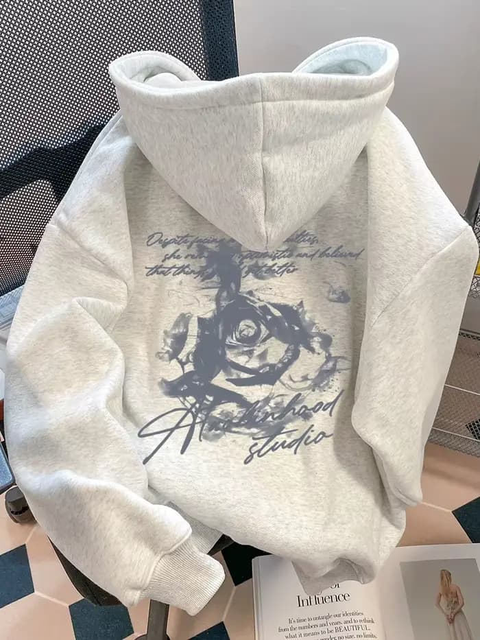Rose fleur hommes sweat à capuche pour femme pull en plein air rue décontracté sport ample confort sportif polyvalent