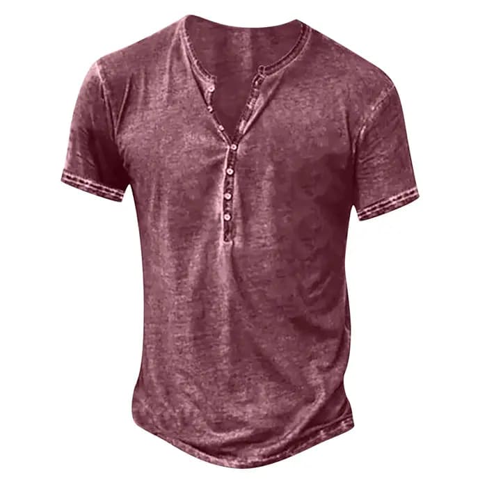 T-shirt Rétro Col V en Coton pour Homme – Manches Courtes