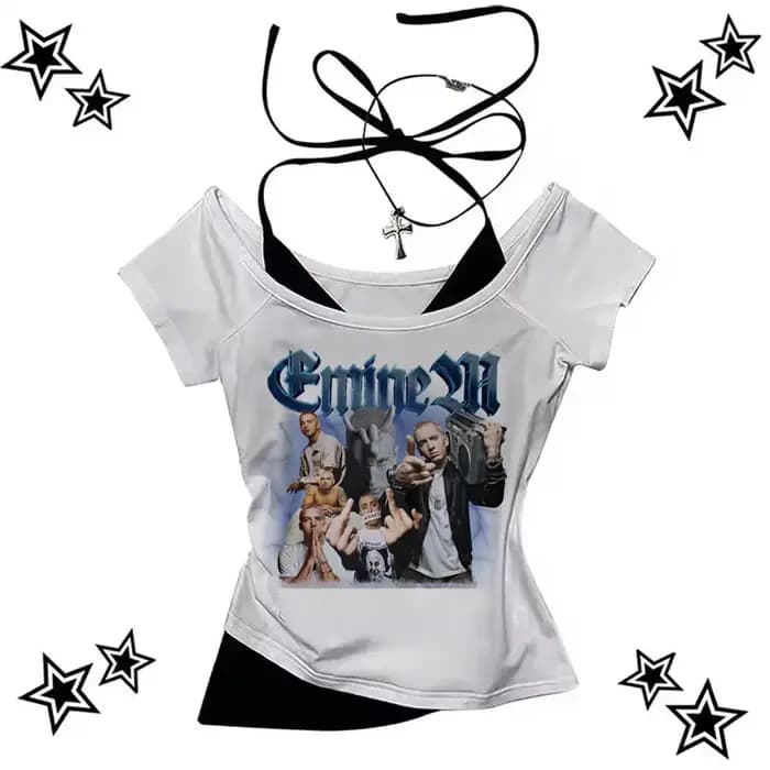 Eminem t-shirt femme harajuku Pastel Rétro années 2000 kawaii Pop Culture