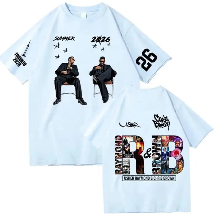 T-shirt de la tournée 2026 Chris Brown et Usher pour homme et femme