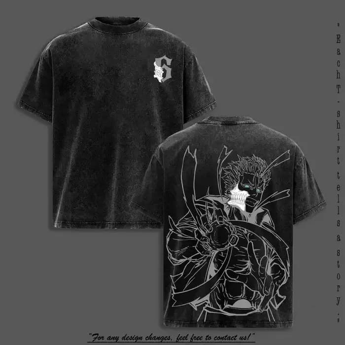 T-shirt lavé BLEACH Grimmjow Jaegerjaques T-shirt graphique confortable surdimensionné unisexe produ